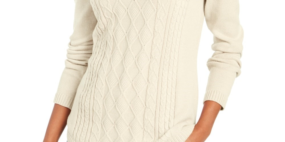 Suéter feminino Charter Club Cable, branco, tamanho X-G