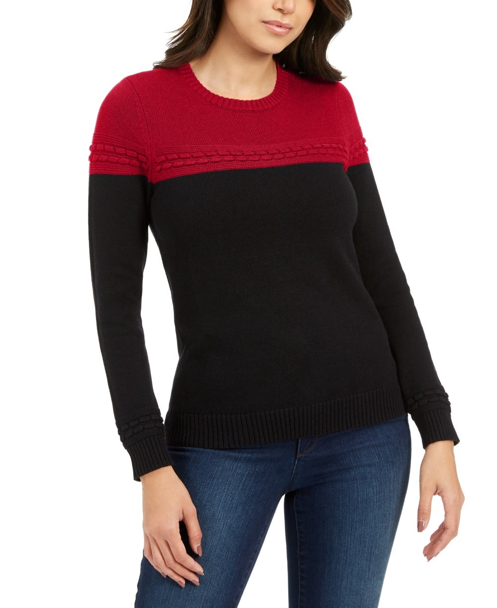 Suéter feminino com blocos de cores e pontos mistos Charter Club, vermelho, tamanho X-S