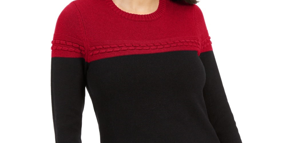 Suéter feminino com blocos de cores e pontos mistos Charter Club, vermelho, tamanho X-S