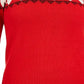 Suéter feminino Fair Isle com blocos de cores, vermelho, tamanho pequeno e pequeno