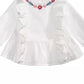 Blusa de algodão com babados e bordado First Impressions Baby Girls, branca, tamanho 12 meses