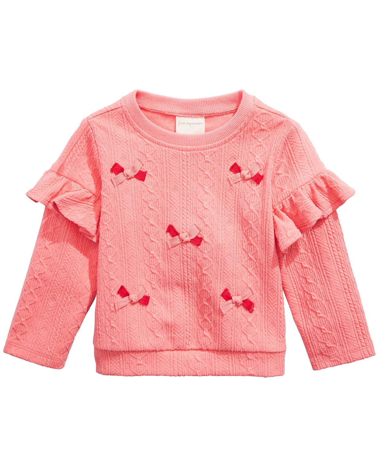 Moletom com aplique de laço First Impressions Baby Girls Rosa Tamanho 12M