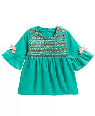 Primeiras impressões para bebês meninas blusa franzida verde tamanho 12 meses
