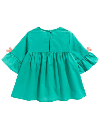 Primeiras impressões para bebês meninas blusa franzida verde tamanho 12 meses