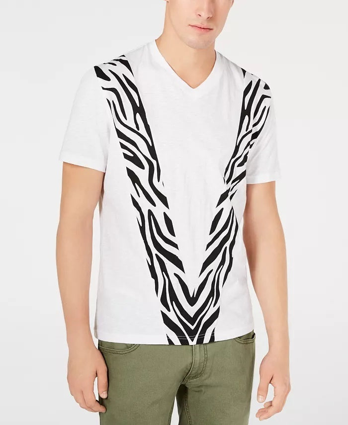 Camiseta masculina com estampa zebra da INC International Concepts, branca, tamanho XXX-G