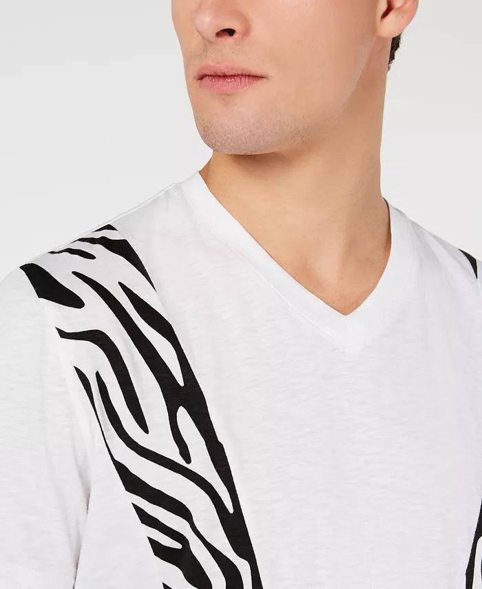 Camiseta masculina com estampa zebra da INC International Concepts, branca, tamanho XXX-G