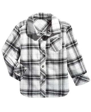 Camisa xadrez de algodão para bebês meninos First Impressions, branca, tamanho 18 meses