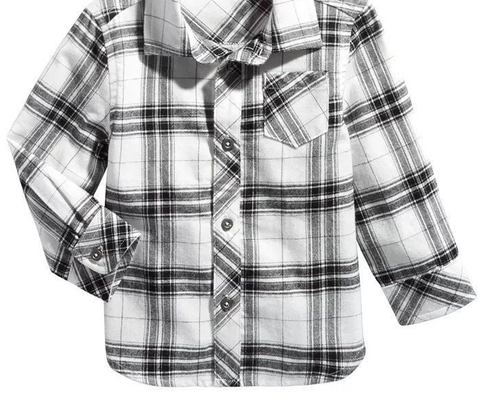 Camisa xadrez de algodão para bebês meninos First Impressions, branca, tamanho 18 meses