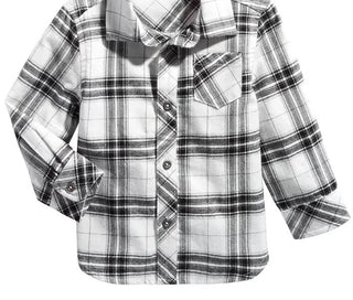 Camisa xadrez de algodão para bebês meninos First Impressions, branca, tamanho 18 meses