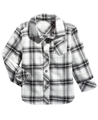 Camisa xadrez de algodão para bebês meninos First Impressions, branca, tamanho 24 meses