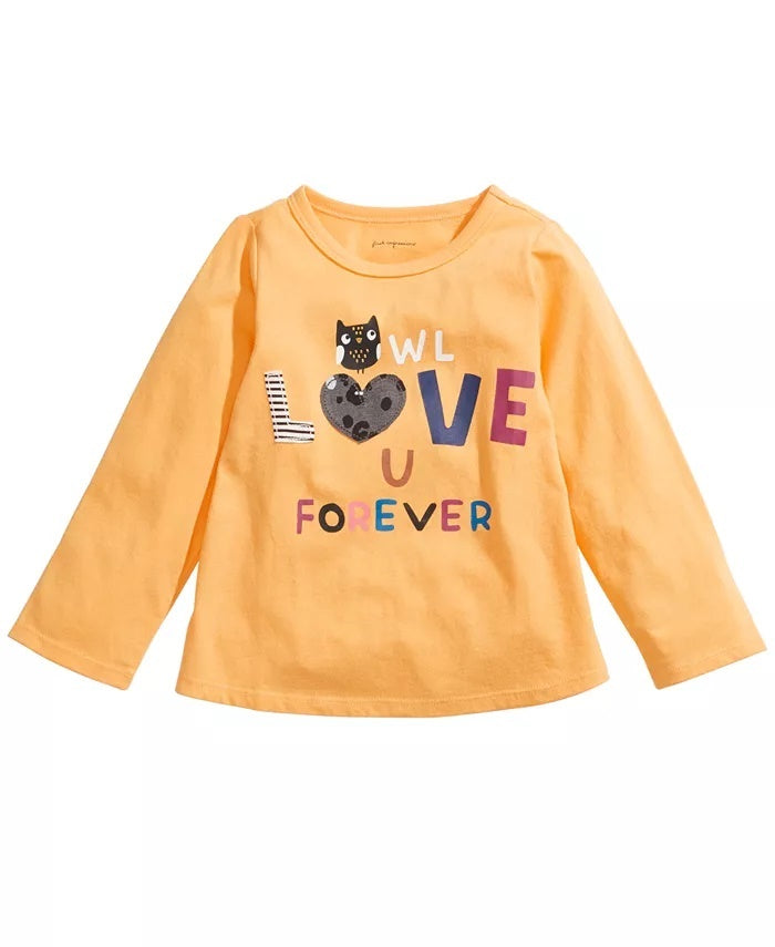 Camiseta infantil First Impressions Owl Love U amarela tamanho 18 meses