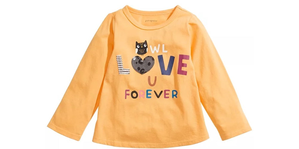 Camiseta infantil First Impressions Owl Love U amarela tamanho 18 meses