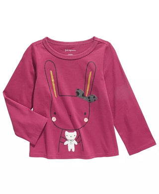 Camiseta infantil First Impressions Cotton Bunny &amp; Bear para meninas, roxa, tamanho 4T