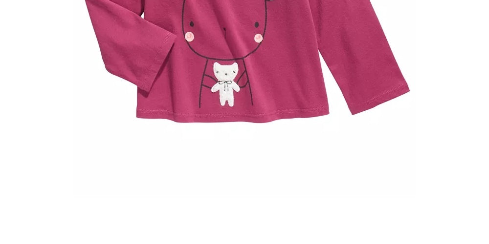 Camiseta infantil First Impressions Cotton Bunny &amp; Bear para meninas, roxa, tamanho 4T
