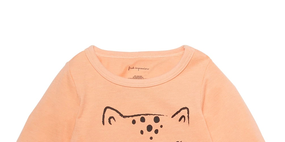 Camiseta infantil First Impressions Baby Girls Dog &amp; Cat Laranja Tamanho 12 MOS