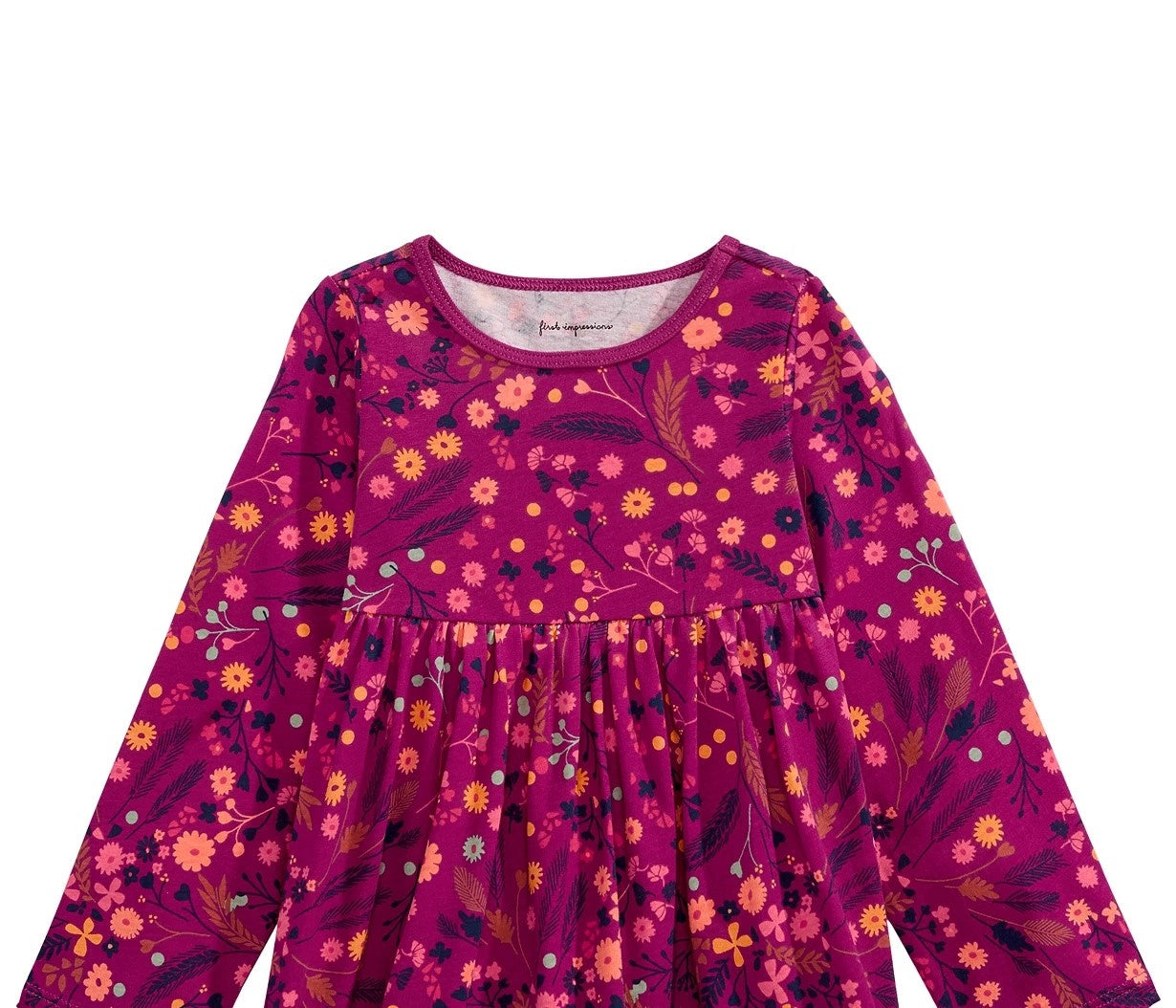 Túnica de algodão com estampa floral First Impressions Baby Girls, roxa, tamanho 18 meses
