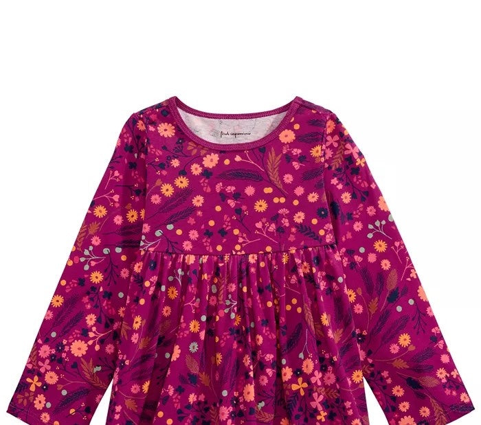 Túnica de algodão com estampa floral First Impressions para bebês meninas, roxa, tamanho 3-6 meses
