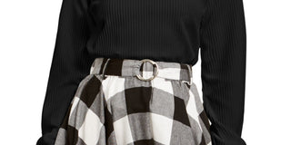 Blusa de gola alta aconchegante feminina Bar III, preta, tamanho médio