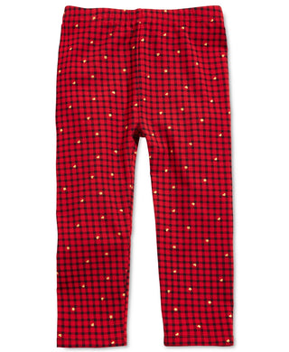 Leggings estampadas xadrez para bebês meninas First Impressions, tamanho 18 meses, vermelha