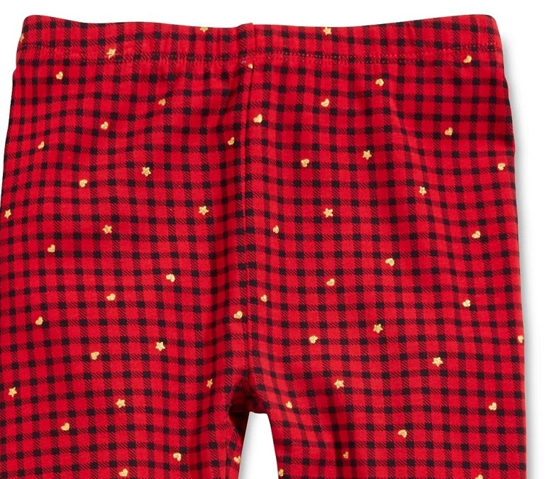Leggings estampadas xadrez para bebês meninas First Impressions, tamanho 18 meses, vermelha