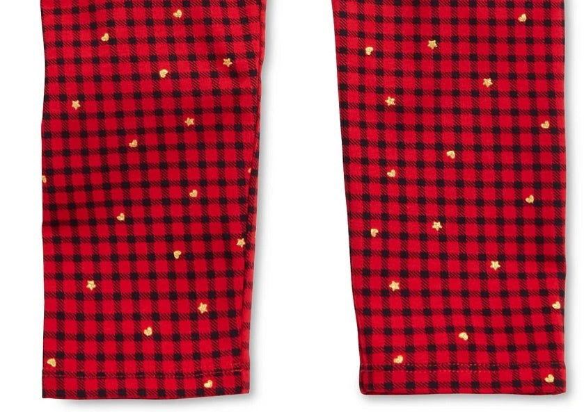 Leggings estampadas xadrez para bebês meninas First Impressions, tamanho 18 meses, vermelha
