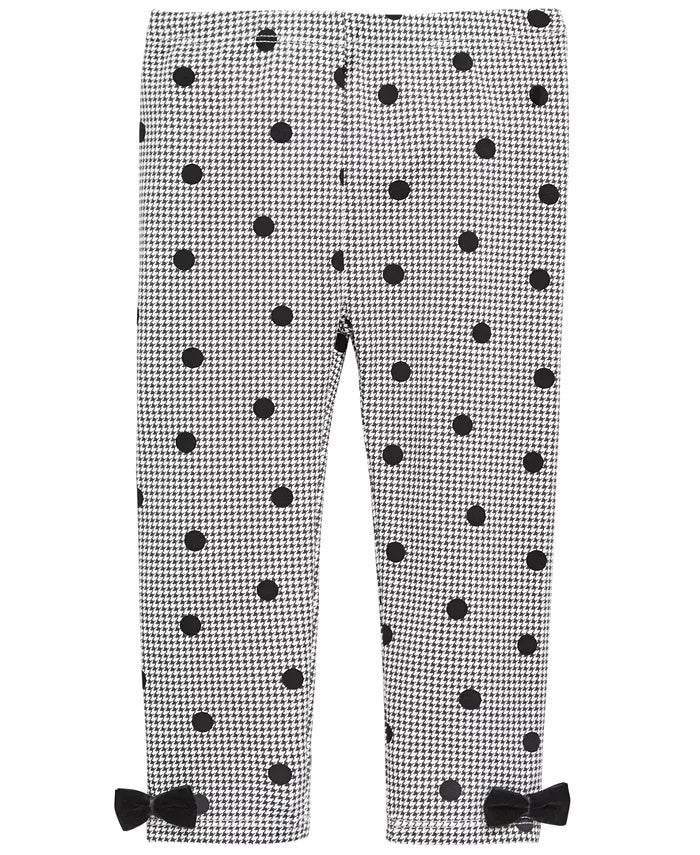 Legging Pied-de-poule com estampa de bolinhas First Impressions para bebê menina, branca, tamanho 3 a 6 meses