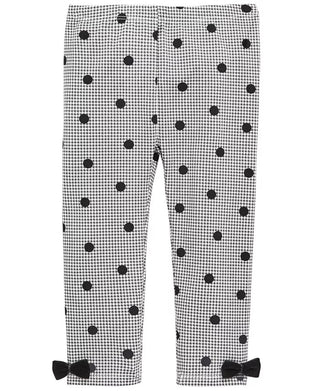 Legging Pied-de-poule com estampa de bolinhas First Impressions para bebê menina, branca, tamanho 3 a 6 meses