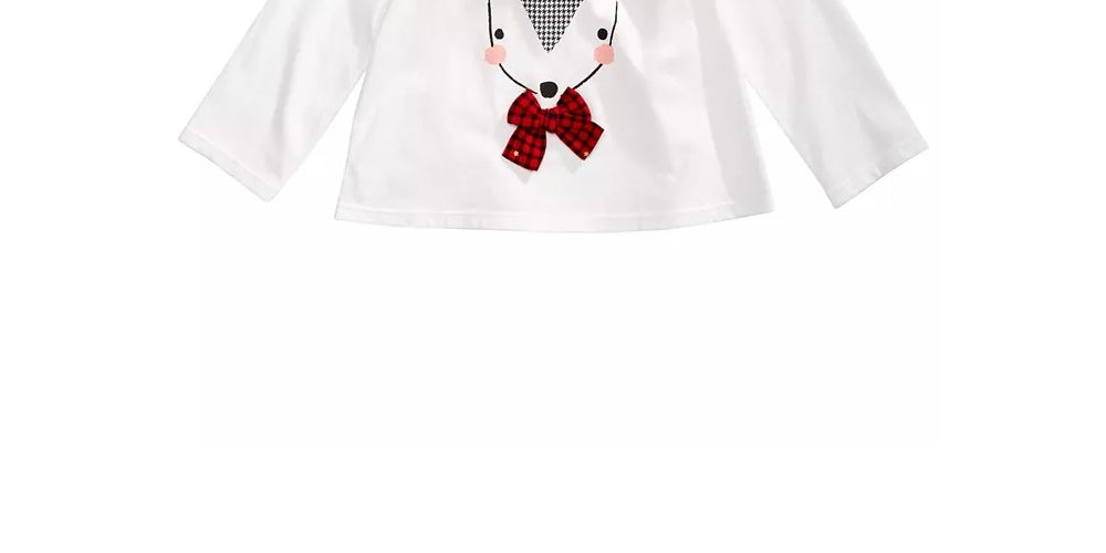 Camiseta com apliques de rena para bebê First Impressions, branca, tamanho 6 a 9 meses
