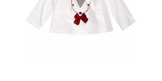 Camiseta com apliques de rena para bebê First Impressions, branca, tamanho 6 a 9 meses