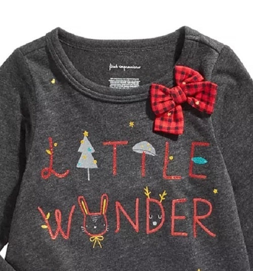 Camiseta Little Wonder para bebê First Impressions, cinza escuro, tamanho 24 meses