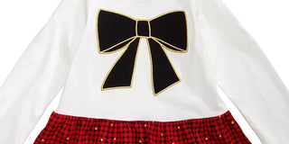 Camiseta Peplum com Laço Xadrez para Bebê Menina First Impressions, Branca, Tamanho 3-6 Meses