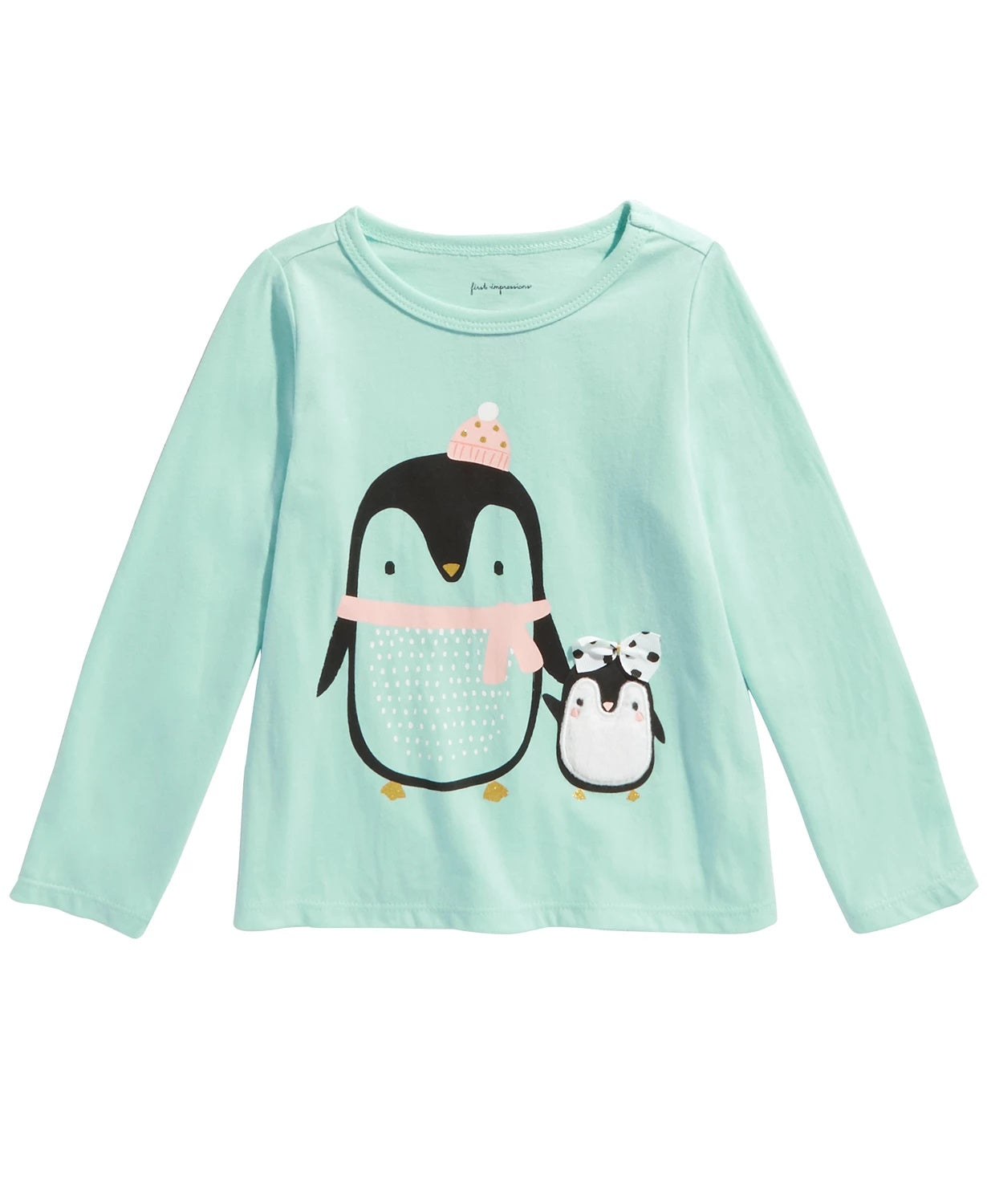 Camiseta infantil First Impressions para bebês meninas, tamanho 24 meses, verde, pinguim