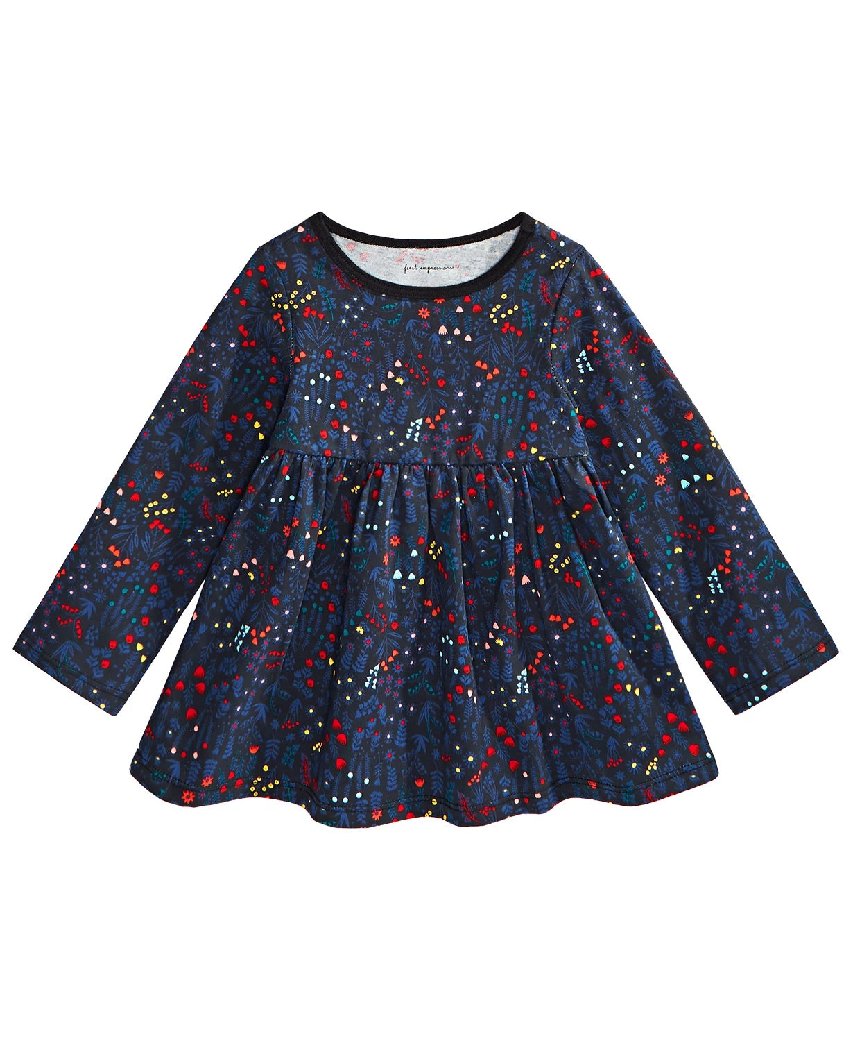 Camiseta túnica floral para bebês meninas First Impressions Holiday, preta, tamanho 18 meses