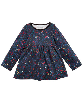 Primeiras impressões para crianças pequenas meninas algodão folclórico estampado túnica top preto tamanho 3T