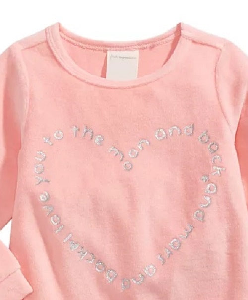 Blusa de veludo com estampa de coração First Impressions para bebê menina, tamanho rosa, 24 meses