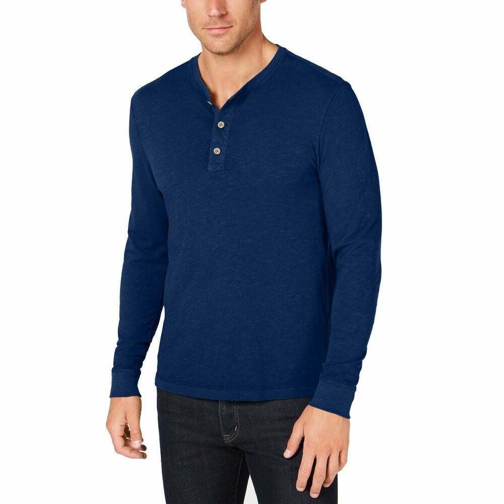 Camisa Henley Masculina Club Room Azul Tamanho Médio