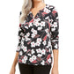 Karen Scott Glitter Vines Henley Top Feminino Vermelho Tamanho Grande