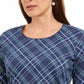 Karen Scott Top feminino xadrez Holly com detalhes em azul marinho, tamanho extragrande