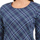 Karen Scott Blusa feminina Holly Plaid com detalhes em azul marinho, tamanho XS