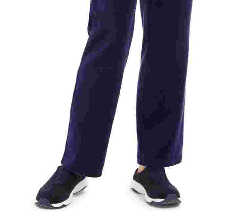 Calça esportiva feminina Karen Scott de veludo azul marinho, tamanho pequeno