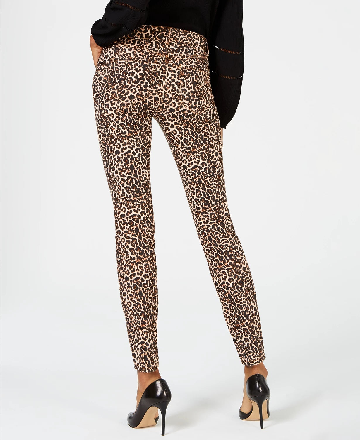 Calça jeans skinny feminina com estampa de leopardo da INC International Concepts, laranja, tamanho 16 P
