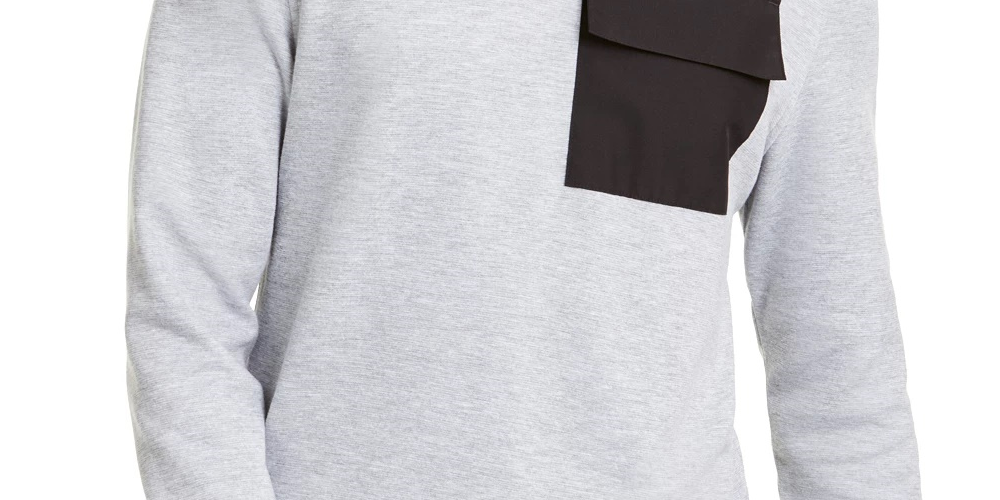 Moletom masculino Alfani com bolso utilitário e gola redonda, cinza escuro, tamanho médio
