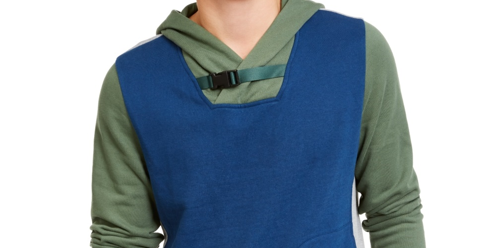 Moletom com capuz e cinto American Rag masculino com blocos de cores, verde, tamanho extragrande