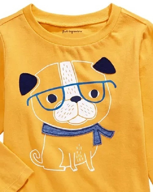 Camiseta infantil de algodão Smart Dog First Impressions para meninos, tamanho dourado, 18 meses