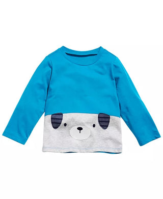 Camiseta infantil First Impressions Baby Boy de algodão com blocos de cores e estampa de filhotes, azul, tamanho 12 meses