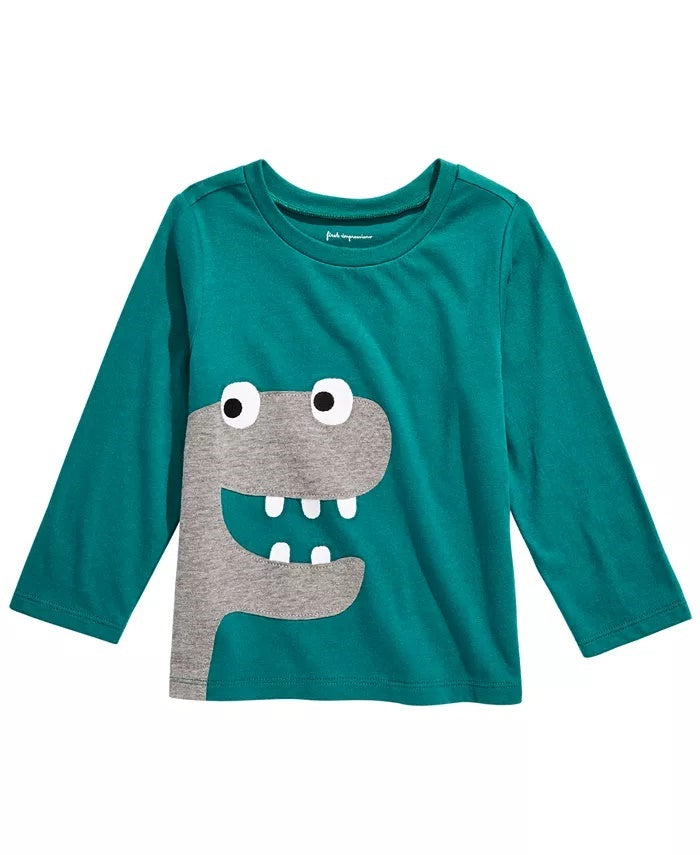 Camiseta infantil First Impressions Baby Boy Cotton Dinosaur, verde escuro, tamanho 12 meses