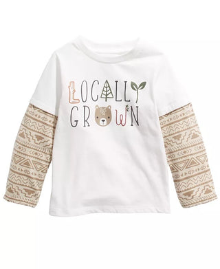 Camiseta infantil First Impressions Baby Boys, em algodão, com estampa de camadas e cultivo local, branca, tamanho 12M