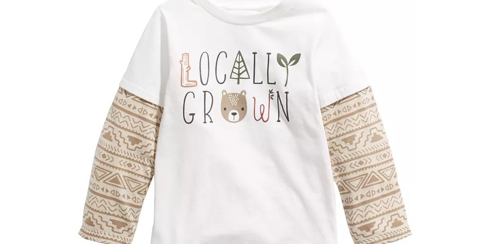 Camiseta infantil First Impressions Baby Boys, em algodão, com estampa de camadas e cultivo local, branca, tamanho 12M