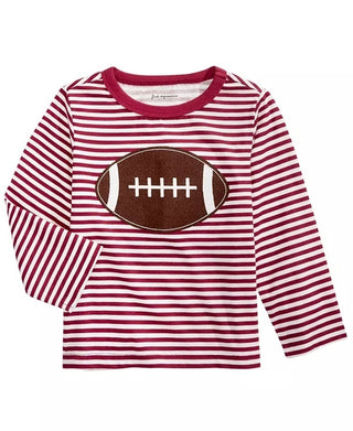 Camiseta de futebol listrada de algodão para meninos First Impressions, vermelha, tamanho 18 meses