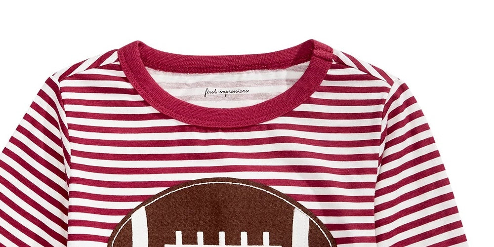 Camiseta de futebol listrada de algodão para meninos First Impressions, vermelha, tamanho 6 a 9 meses
